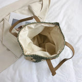 Straw Handbag Women Beach Shoulder Bag Tote Seaside Vacation Bags