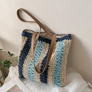 Straw Handbag Women Beach Shoulder Bag Tote Seaside Vacation Bags