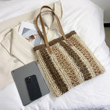 Straw Handbag Women Beach Shoulder Bag Tote Seaside Vacation Bags