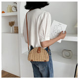 Straw Mini Messenger Bag With PU Hasp Women Summer Beach Bag Retro Purse Handbag