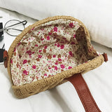 Straw Mini Messenger Bag With PU Hasp Women Summer Beach Bag Retro Purse Handbag