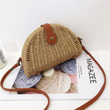 Straw Mini Messenger Bag With PU Hasp Women Summer Beach Bag Retro Purse Handbag