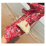 Straw Mini Messenger Bag With PU Hasp Women Summer Beach Bag Retro Purse Handbag