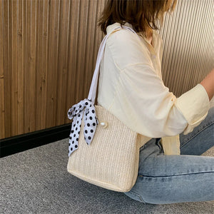 Straw Plaited Shoulder Bag High Capacity Handbag Woman?s Bucket Bag F1241