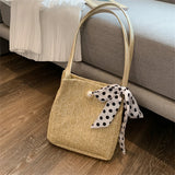 Straw Plaited Shoulder Bag High Capacity Handbag Woman?s Bucket Bag F1241