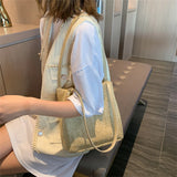 Straw Plaited Shoulder Bag High Capacity Handbag Woman?s Bucket Bag F1241