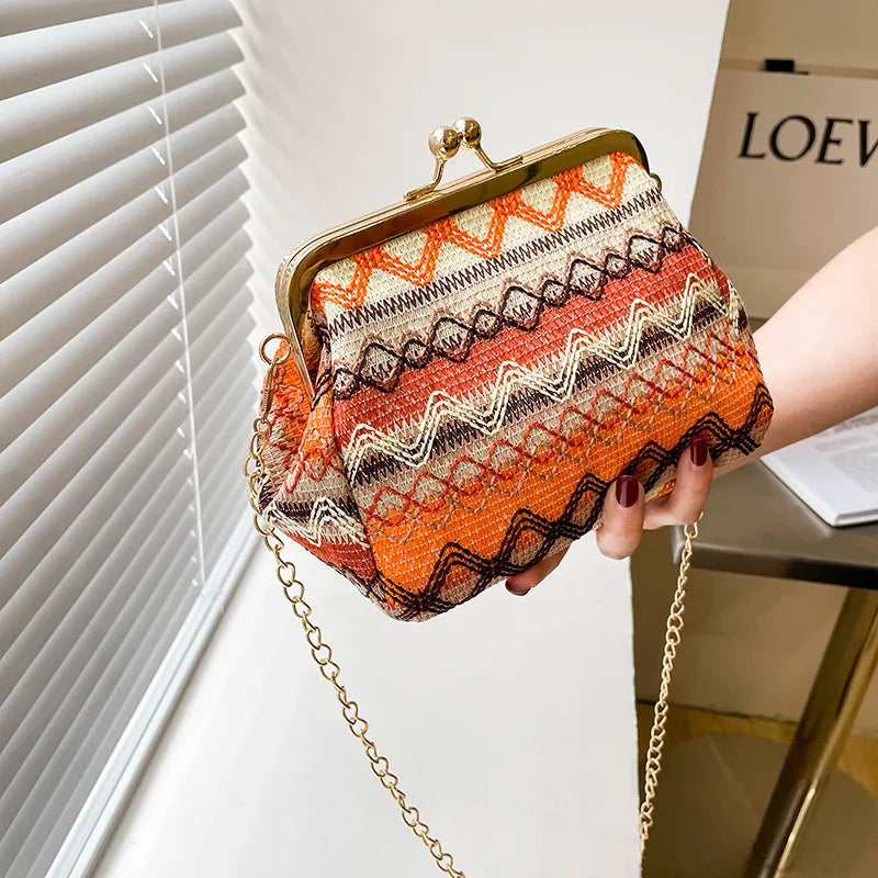 Raffia Boho Women Bag Waist Fanny Pack Crossbody Handbag B568