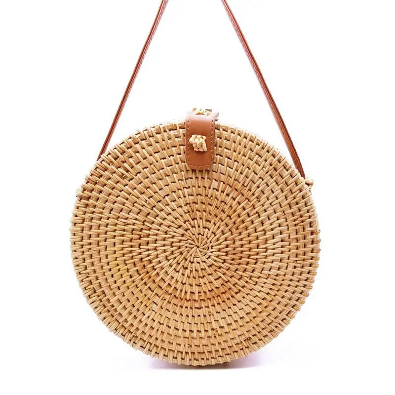 Straw Round Circle Shoulder Beach Bag Summer Rattan Bag