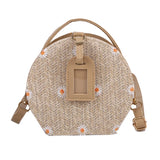 Straw Woven Women's Bag Geometric Pattern Shoulder Crossbody Bag