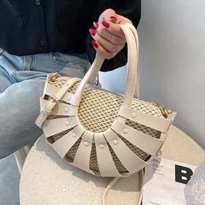 Straw Small Tote Bag Women Summer Beach Shoulder Crossbody Lady Handbag