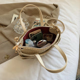 Straw Small Tote Bag Women Summer Beach Shoulder Crossbody Lady Handbag