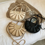 Straw Semicircle Small Tote Women Beach Crossbody Bag