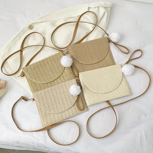 Straw Crossbody Bag Beach Envelope Purse Wallet