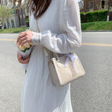 Straw Shoulder Bag Summer Beach Lace Splicing Woven Women Crossbody Handbags