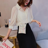 Straw Shoulder Bags Female Bag Casual Vertical Section Mobile Phone Bag