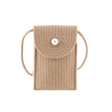 Straw Shoulder Bags Female Bag Casual Vertical Section Mobile Phone Bag