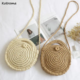 Straw Shoulder Bags Women Vintage Holiday Beach Bag Ladies Circular Handbags