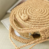 Straw Shoulder Bags Women Vintage Holiday Beach Bag Ladies Circular Handbags