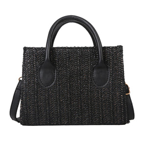 Straw Shoulder Bag Women Hand-Woven Crossbody Tote Purse