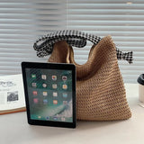 Straw Shoulder Bags Women Summer Woven Tote Handbags Beach Travel Portable Bag