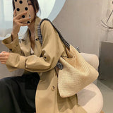 Straw Shoulder Bags Women Summer Woven Tote Handbags Beach Travel Portable Bag
