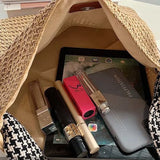 Straw Shoulder Bags Women Summer Woven Tote Handbags Beach Travel Portable Bag