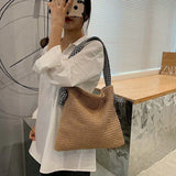 Straw Shoulder Bags Women Summer Woven Tote Handbags Beach Travel Portable Bag