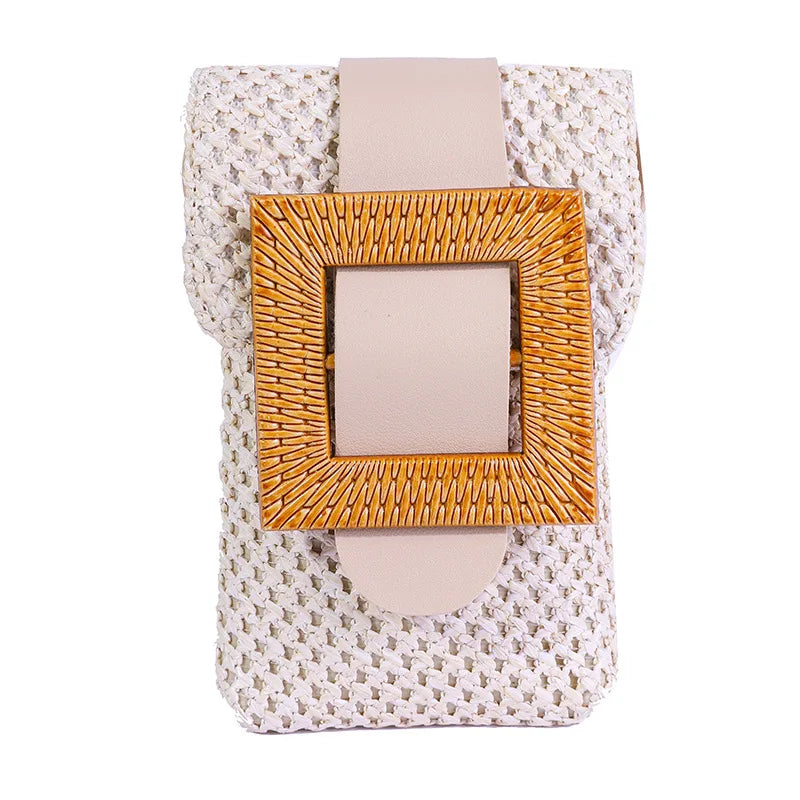 Straw Square Crossbody Bag Women's Beach Messenger Bag
