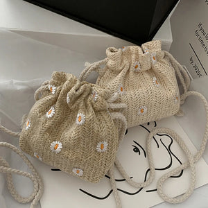 Straw Weave Bucket Bags Rattan Women Summer Beach Shoulder Bags