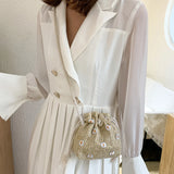 Straw Weave Bucket Bags Rattan Women Shoulder Bags Totes