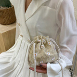 Straw Weave Bucket Bags Rattan Women Shoulder Bags Totes