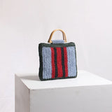 Straw Woven Bag Female Ins Portable Lovely Fairy Stripe Hand Bag