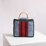 Straw Woven Bag Female Ins Portable Lovely Fairy Stripe Hand Bag