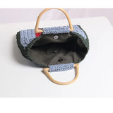 Straw Woven Bag Female Ins Portable Lovely Fairy Stripe Hand Bag