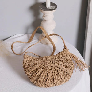 Straw Woven Handbags One-shoulder Round Women's Bag Small-capacity