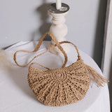 Straw Woven Handbags One-shoulder Round Women's Bag Small-capacity
