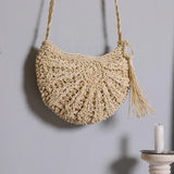 Straw Woven Handbags One-shoulder Round Women's Bag Small-capacity