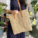 Straw Woven Ladies Large Tote Bag Casual Shoulder Purse Beach Vacation Handbag