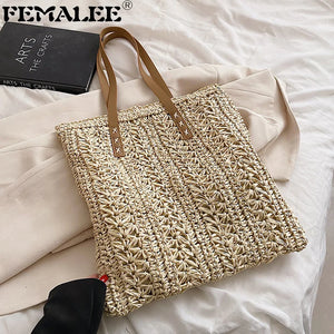 Straw Woven Ladies Large Tote Bag Casual Shoulder Purse Beach Vacation Handbag
