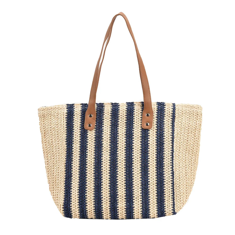 Straw Woven Shoulder Bags Women Summer Beach Vacation Ladies Travel Purse Totes