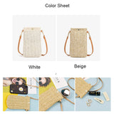 Straw Woven Small Phone Bag Rushwork Ladies Crossbody
