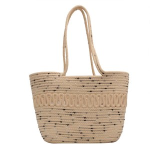 Woven Zip Shoulder Bag Crossbody Handbags For Vacation and Daily Use Large Tote