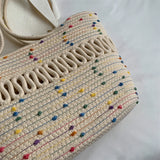 Woven Zip Shoulder Bag Crossbody Handbags For Vacation and Daily Use Large Tote