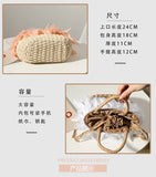 Fairy Feather Woven Straw Bag Beach Handbag
