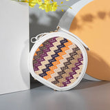 Woven PU Leather Shoulder Bag Round Small Handbag