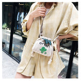 Straw Woven Bucket Small Bag Women's Shoulder Messenger Bag