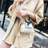 Straw Woven Bucket Small Bag Women's Shoulder Messenger Bag
