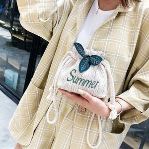 Straw Woven Bucket Small Bag Women's Shoulder Messenger Bag