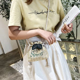 Straw Woven Bucket Small Bag Women's Shoulder Messenger Bag