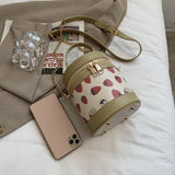 Strawberry Print Chain Shoulder Bag PU Zipper Handbag